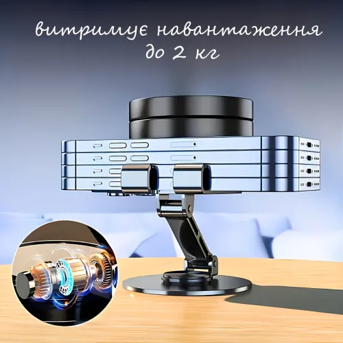Подставка для телефона и планшета AND1315, металлическая, складная, 360° поворот, универсальная, нескользящая, компактная - фото 6