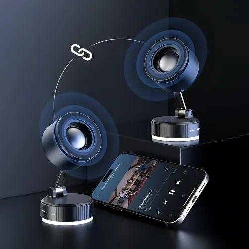 Магнитный держатель для смартфона A01 с беспроводной зарядкой 10W и встроенной Bluetooth колонкой 3Вт, USB-C, аккумулятор, черный - фото 7
