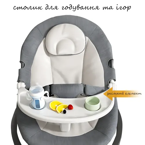 Детская колыбель-качалка электрическая WX-088, с музыкой, Bluetooth, регулировкой спинки, таймером, москитной сеткой, серый - фото 6