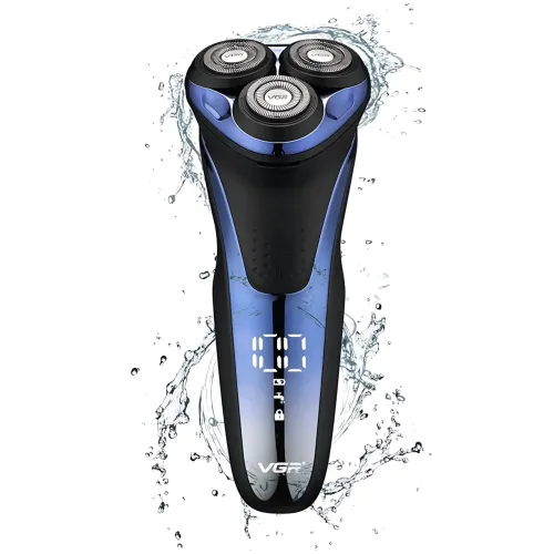 Електробритва VGR V-306, акумуляторна, бездротова, вологозахист IPX7, 3D роторні головки, сухе/вологе гоління, LED-дисплей - фото 3