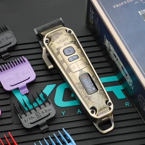 Машинка для стриження волосся й бороди VGR V-005, 5 Вт, 4 швидкості, USB-C, 8 насадок 1.5-19 мм, LED-дисплей - фото 10