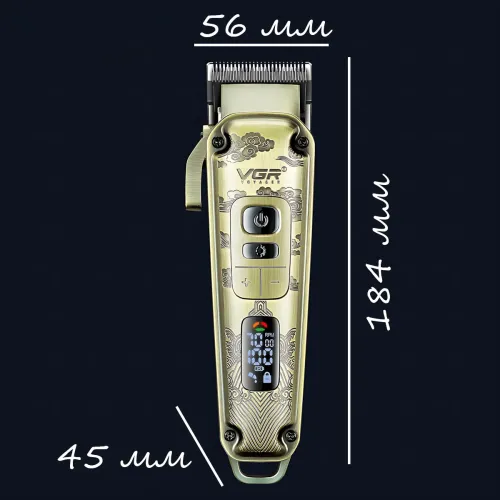 Машинка для стриження волосся й бороди VGR V-005, 5 Вт, 4 швидкості, USB-C, 8 насадок 1.5-19 мм, LED-дисплей - фото 8