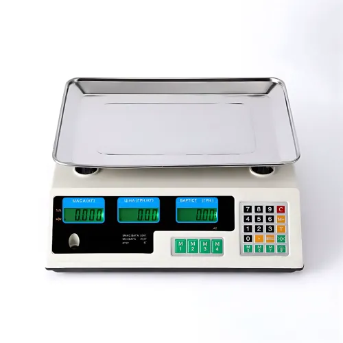 Весы торговые электронные Domotec MS-228, до 50 кг/5 г, двусторонний LCD-дисплей с подсветкой, от сети 220V и аккумулятора 6V