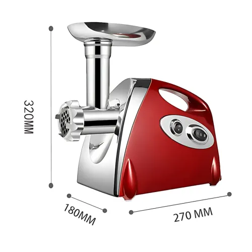 М'ясорубка електрична Domotec MS-2019, 2800W + соковичавниця, 3 решітки, насадка для ковбас і кебе, реверс, червоний - фото 9