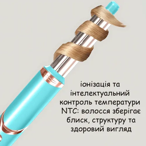 Фен-стайлер VGR V-474, 1400 Вт, 4 насадки: концентратор, щітка, випрямляч, плойка, шнур обертовий, блакитний - фото 5