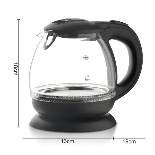 Електрочайник Domotec MS-7910 1 л, 1650 Вт, скляний корпус з LED-підсвіткою, автовимкнення, поворотна база 360°, чорний - фото 9