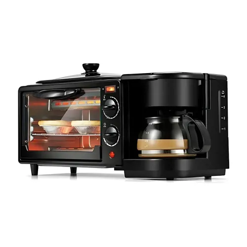 Піч-гриль-кавоварка 3в1 Domotec MS 5308B — мініпіч, тостер і кавоварка в одному, 1050 Вт, 7 л, таймер, терморегулятор, чорна - фото 2