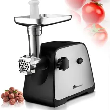 Мясорубка Domotec MS-2026 (4500 Вт, реверс, соковыжималка для томатов, насадки для колбас и кеббе, 3 решётки, металл/пластик)