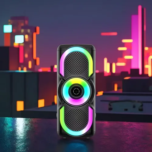 Портативная Bluetooth колонка E-4203 BT — 16 Вт, стереозвук, караоке, FM-радио, LED-подсветка, микрофон, AUX - фото 8