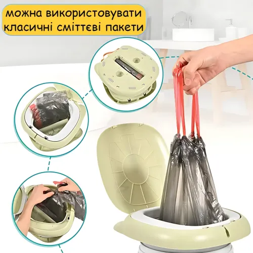 Складной детский дорожный горшок MA673, до 50 кг, пластиковый, с чехлом и защитой от запаха, зеленый - фото 7