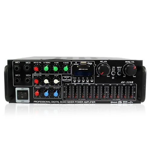 Усилитель звука AMP-326BT 300 Вт с Bluetooth, FM-радио, USB, SD, караоке, эквалайзером и пультом, стерео аудиоусилитель 2×150 Вт - фото 2