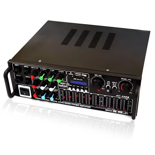 Усилитель звука AMP-326BT 300 Вт с Bluetooth, FM-радио, USB, SD, караоке, эквалайзером и пультом, стерео аудиоусилитель 2×150 Вт - фото 3