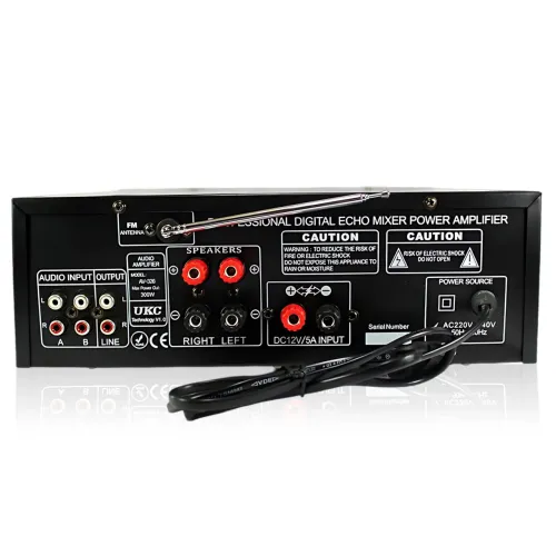 Усилитель звука AMP-326BT 300 Вт с Bluetooth, FM-радио, USB, SD, караоке, эквалайзером и пультом, стерео аудиоусилитель 2×150 Вт - фото 4
