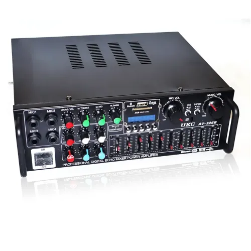 Усилитель звука AMP-326BT 300 Вт с Bluetooth, FM-радио, USB, SD, караоке, эквалайзером и пультом, стерео аудиоусилитель 2×150 Вт - фото 6