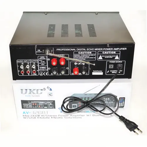 Усилитель звука AMP-326BT 300 Вт с Bluetooth, FM-радио, USB, SD, караоке, эквалайзером и пультом, стерео аудиоусилитель 2×150 Вт - фото 9