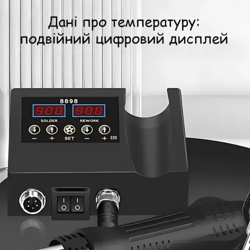 Электрическая паяльная станция MA650, 2 в 1, 60 Вт, фен + паяльник, цифровой дисплей, температура 100–500°C, с насадками - фото 8