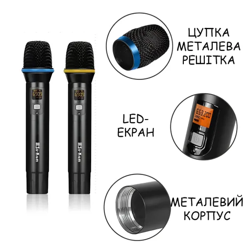 Портативная радиосистема Su-Kam DM-204FX с двумя беспроводными микрофонами, радиомикрофоны с ЖК-дисплеем, до 30 м, S/N - фото 6