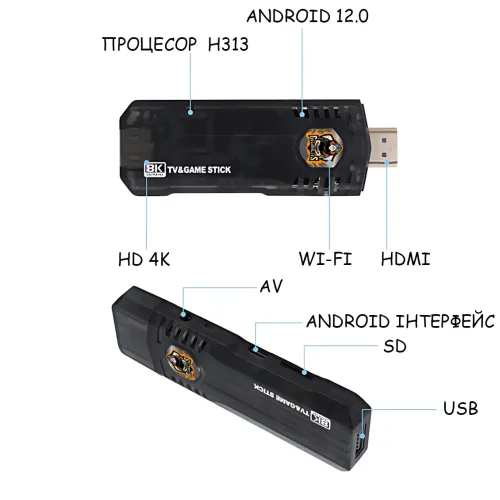 Портативная игровая консоль TV STICK 5G с Android 12, 4K HDR, 10000+ игр и 2 беспроводных джойстика - фото 7