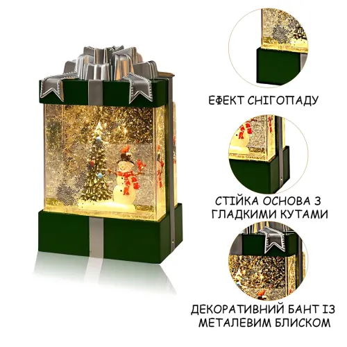Декоративный фонарь-снеговик с эффектом снегопада, подсветкой и музыкой, музыкальная фигурка снеговик 803, 360°, батарейки+USB - фото 7