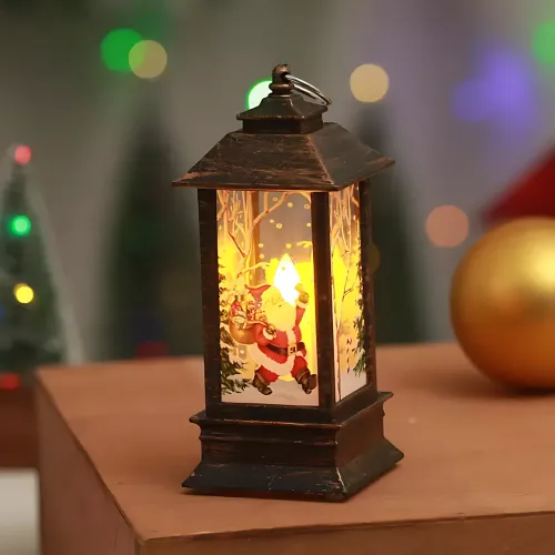 Праздничный фонарь-домик с LED подсветкой 802, зимний декор, ночник, игрушка на ёлку, батарейки в комплекте, 13 см, 4 вида - фото 5