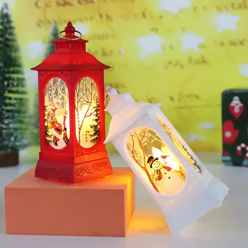 Праздничный фонарь-домик с LED подсветкой 802, зимний декор, ночник, игрушка на ёлку, батарейки в комплекте, 13 см, 4 вида - фото 4