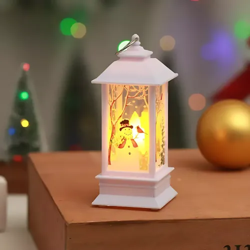 Праздничный фонарь-домик с LED подсветкой 802, зимний декор, ночник, игрушка на ёлку, батарейки в комплекте, 13 см, 4 вида Белый - фото 3