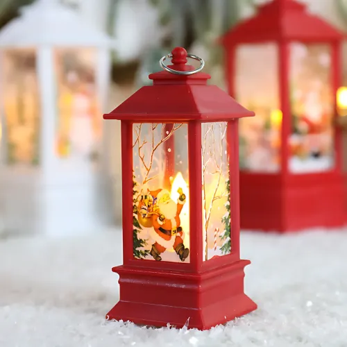 Праздничный фонарь-домик с LED подсветкой 802, зимний декор, ночник, игрушка на ёлку, батарейки в комплекте, 13 см, 4 вида Бронзовый - фото 6