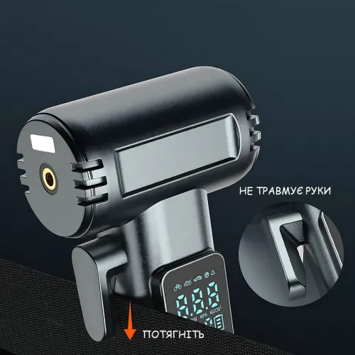 Аккумуляторный компрессор SW-201B 150 PSI 12V с цифровым дисплеем и Powerbank — портативный автомобильный насос для шин, вело - фото 3