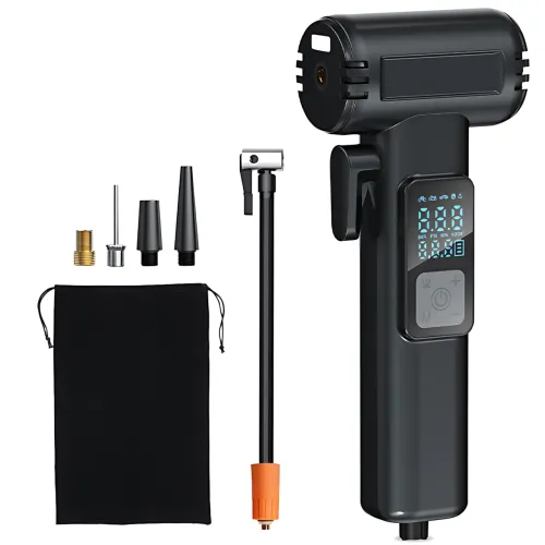 Аккумуляторный компрессор SW-201B 150 PSI 12V с цифровым дисплеем и Powerbank — портативный автомобильный насос для шин, вело - фото 2