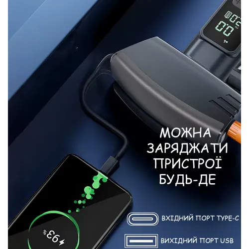 Портативный аккумуляторный компрессор SW-201 (7.4V, 20 л/мин, 150 PSI, 4000 мА·ч) с цифровым дисплеем и LED-подсветкой - фото 4