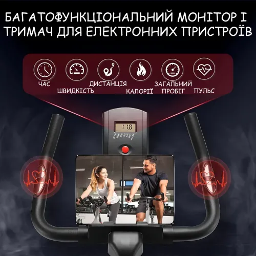 Велотренажёр Vel-01 механический до 150 кг, регулировка сиденья и руля, 15 кг маховик, измерение пульса - фото 5