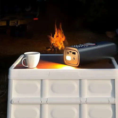 Портативний компресор ATJ-9566 (3×2000mAh, 80W, 3-150 PSI) з цифровим дисплеєм, LED-ліхтариком, Powerbank і набором насадок - фото 4