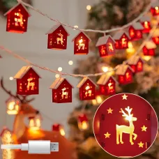 Праздничная гирлянда «Домики» MA755 декоративная, теплый белый свет, USB, 20 LED, 3 метра