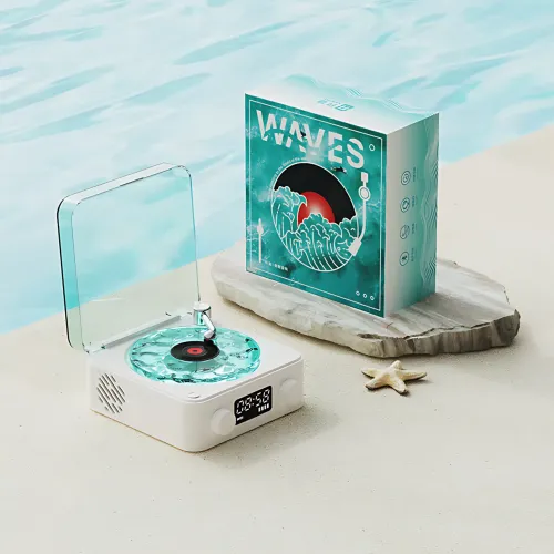Bluetooth колонка-ночник Vinil Waves (zar88) с эффектом морской глади, генератором белого шума, часами и ретро дизайном + акб - фото 9