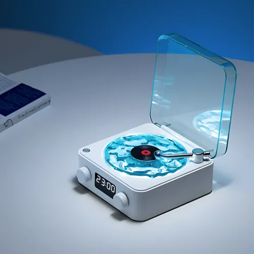 Bluetooth колонка-ночник Vinil Waves (zar88) с эффектом морской глади, генератором белого шума, часами и ретро дизайном + акб - фото 8