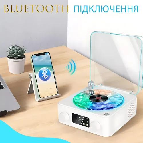 Bluetooth колонка-ночник Vinil Waves (zar88) с эффектом морской глади, генератором белого шума, часами и ретро дизайном + акб - фото 5