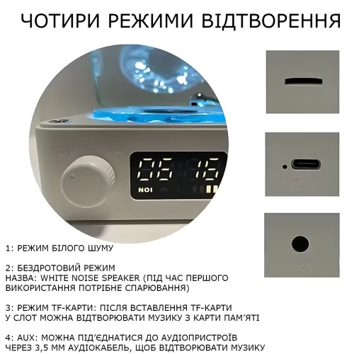 Bluetooth колонка-ночник Vinil Waves (zar88) с эффектом морской глади, генератором белого шума, часами и ретро дизайном + акб - фото 3