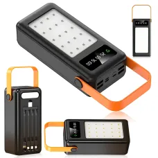 Power Bank 50000 mAh YM-643CX, внешний аккумулятор с фонариком, 4 USB, дисплей, универсальная зарядка (MicroUSB/Type-C/Lightning)