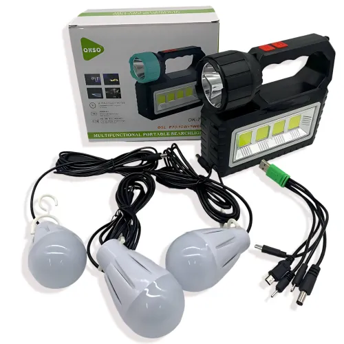 Солнечная зарядная станция OK-718S-B 10W, LED-фонарь, 3 лампочки, COB-подсветка, PowerBank, зарядка от солнца и 220В - фото 8