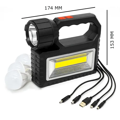 Сонячна зарядна станція OK-718S-A з LED+COB ліхтарем 10 Вт, PowerBank, сонячна панель, 3 виносні лампи, акумуляторна ручна - фото 7
