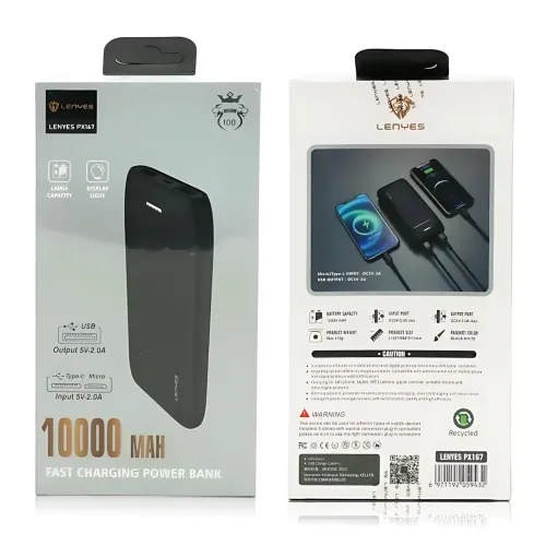 Повербанк Lenyes PX167 10000 mAh, внешний аккумулятор, 2 USB, 5V/2.1A, LED-индикатор, Li-Ion аккумулятор, черный - фото 10