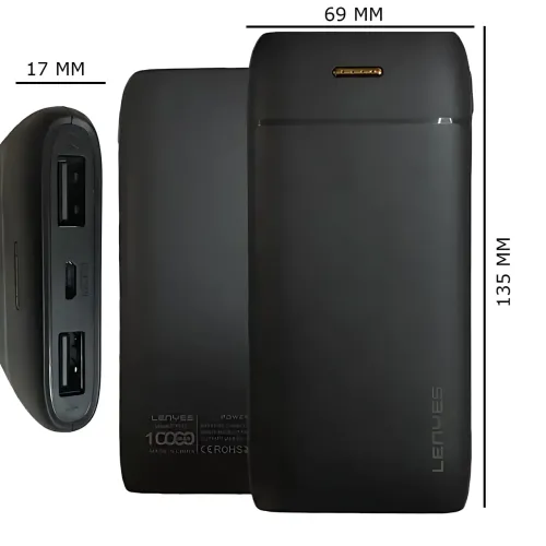 Повербанк Lenyes PX167 10000 mAh, внешний аккумулятор, 2 USB, 5V/2.1A, LED-индикатор, Li-Ion аккумулятор, черный - фото 9