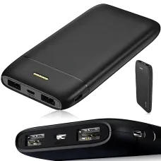 Повербанк Lenyes PX167 10000 mAh, внешний аккумулятор, 2 USB, 5V/2.1A, LED-индикатор, Li-Ion аккумулятор, черный