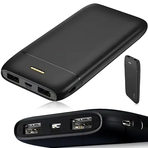 Повербанк Lenyes PX167 10000 mAh, внешний аккумулятор, 2 USB, 5V/2.1A, LED-индикатор, Li-Ion аккумулятор, черный