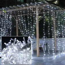 Гирлянда-штора XMAS 160 LED W-9, 2×2 м, холодный белый свет, медная проволока, ретро стиль, 220В, соединяемая, внутренняя