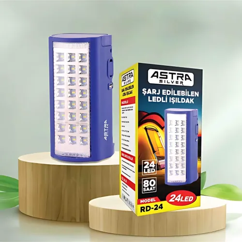 Аккумуляторный светодиодный фонарь Astra Silver RD-24, 24 LED, 80 Вт, 6V/4000 mAh, USB, SOLAR, 220В, синий - фото 10