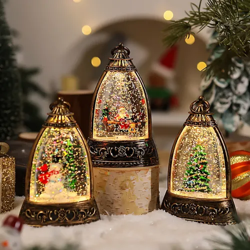 Рождественский ночник-фонарь «Снежная лампа» 14×8,5 см с LED-подсветкой, блестками и рождественскими фигурками - фото 7