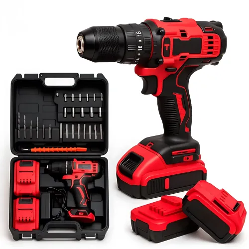 Аккумуляторный шуруповерт 24V MA751 RED с набором инструментов, 2 аккумулятора Li-Ion 1.3Ah, 2 скорости, кейс, биты, сверла, голов - фото 8