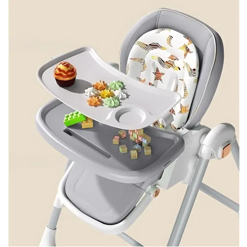 Стульчик для кормления BabyChair Z901 2-в-1: шезлонг, 4 положения спинки, 5 уровней высоты, колёса, съёмный стол - фото 2