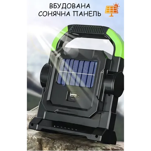 Ліхтарик HC-7078B із сонячною панеллю 20W, COB+LED, 3000 лм, акумулятор 2500 мА·год, Power Bank, USB, IP44, кемпінговий - фото 7
